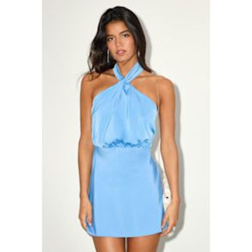Lulu's Light Blue Halter Dress